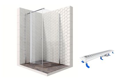 Душевой уголок Ambassador Nord 13011105-ST10, квадратный, линейный трап, 90х90, артикул 13011105-ST10