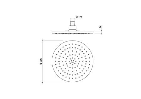 Круглый верхний душ  220*12 мм AQUATEK AQ2086CR, артикул AQ2086CR