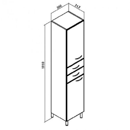 Шкаф пенал Runo 30 4620750021108 R Белый