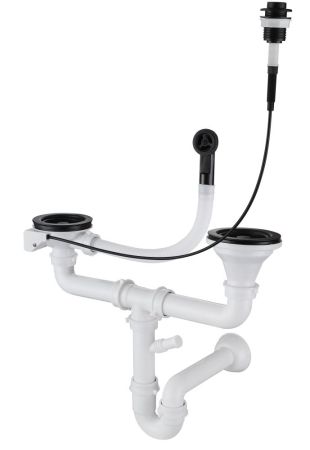 Сифон двойной  3 1/2" п/авт с круг пер черный, артикул 13G14PB4-P2A  п/авт  черн