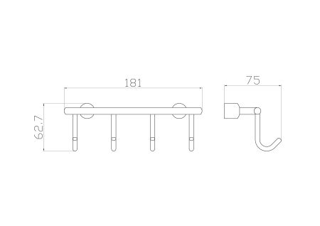 Вешалка с 4 крючками для ванной WONZON & WOGHAND, Хром (WW-9382-4)