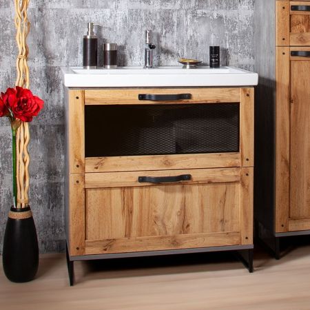 Тумба под раковину Бриклаер Лофт 80 Метрополитен грей, артикул 4627125413414