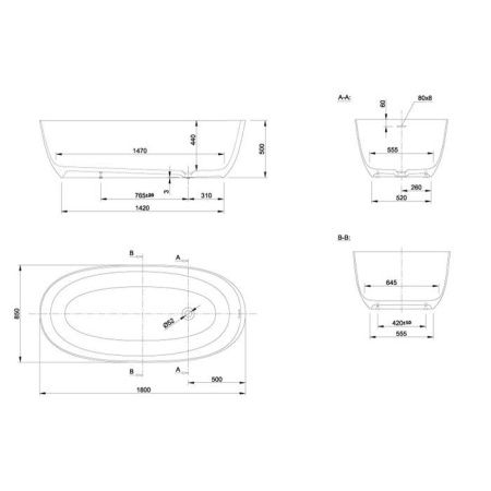 KNIEF Prime ванна отдельностоящая овальная 180х85xh50 cm, со слив переливом , цвет белый матовый ЦЕНА на 1 ванну из прихода)