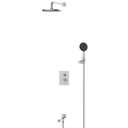 DELTA2.0 Душевой комплект встраиваемый с изливом (смеситель встраиваемый, верхний душ, ручной душ со шлангом и держателем), сатин DEL2.0-VDSET-IN, артикул DEL2.0-VDSET-IN