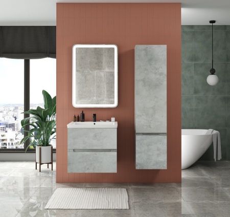 TECHNO Шкаф подвесной, фасады асимметричные, Бетон лофт натуральный 400x300x1600, AM-Techno-1600-AC-SO-LS935-R, артикул AM-Techno-1600-AC-SO-LS935-R