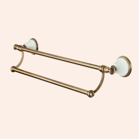 TW Harmony 012, полотенцедержатель двойной 58см, цвет держателя:  белый/бронза, артикул TWHA012bi/br