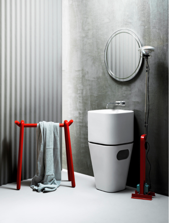 AZZURRA TANDEM Бельевая корзина под раковину из полиуретана 42х42хh52см, белая, артикул ULI CES bi