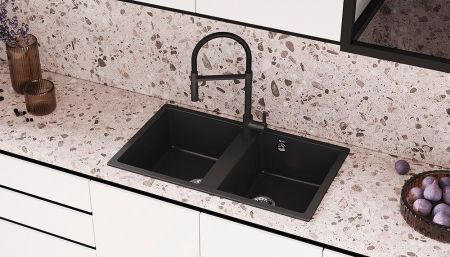 Кухонная мойка Ulgran U-708-308, черный, артикул U-708-308