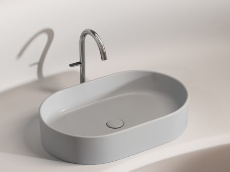 Умывальник чаша накладная овальная (цвет Серый Матовый) Элемент (Element) 608x385x122мм, артикул CN6048MSG