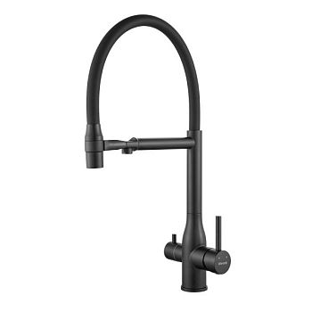 Смеситель для кухни с гибким изливом и подключением фильтра Shevanik S378H, черный