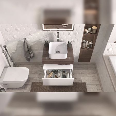 Тумба подвесная без столешницы Velvex Unit tp.UNI.60.1Y белый матовый, 60 см, артикул tp.UNI.60.1Y белый матовый