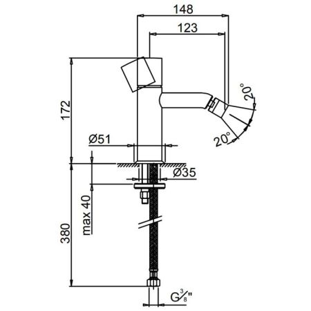 Fantini Nostromo Смеситель для биде, 1 отв., без донного клапана, цвет: нержавеющая сталь, артикул 50 93 E908WF