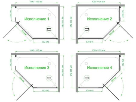 Душевой уголок Royal Bath RB 1185TR-T-BL  85х110х200 (прозрачное), артикул RB1185TR-T-BL