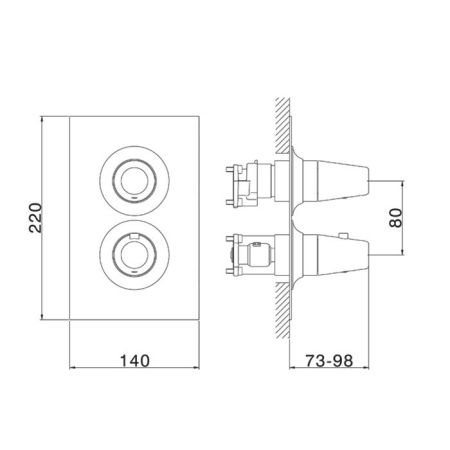 CISAL Vita Смеситель встраиваемый термостатический  для душа   3 выхода, цвет хром, артикул VI0BT03021