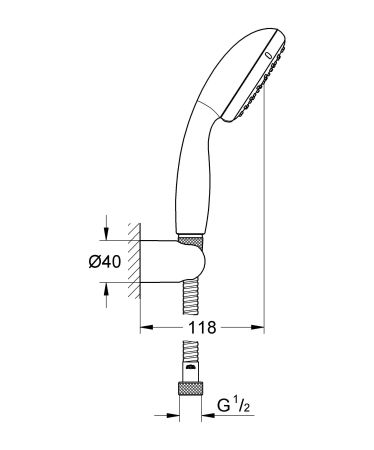 Душевой гарнитур GROHE NEW TEMPESTA 2780310E (хром, металл/пластик, 150-см, круглый), шт