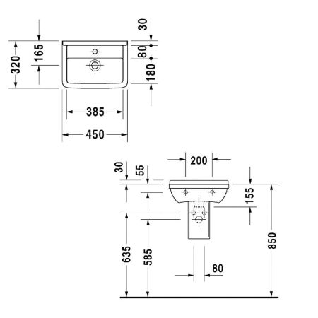 Duravit Starck 3 Полупьедестал для раковин (030050,075045,030160,030155) 165х240 мм, цвет белый, артикул 0865170000