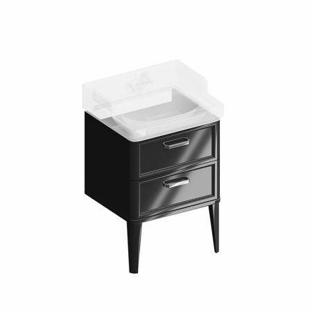 Kerama Marazzi Тумба POMPEI напольная с 2 ящиками 60, черная глянцевая, артикул PO.N.60.2\BLK