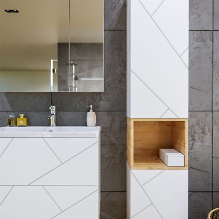 Тумба под раковину подвесная Бриклаер КРИСТАЛЛ белый, 70 см, артикул 4627125415951