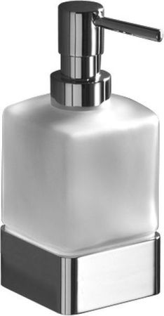 Gedy Lounge, настольный стеклянный дозатор с металлической помпой на металлическом основании, цвет хром, артикул 5455(13)