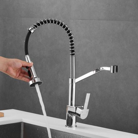 Смеситель для кухни с гибким изливом Shevanik S963, хром