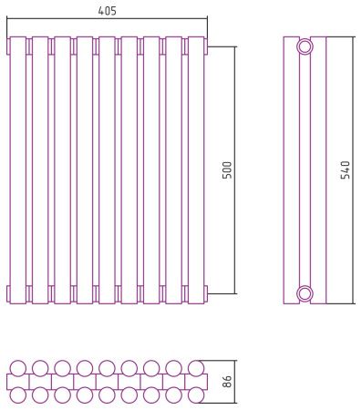 Отопительный радиатор ЭСТЕТ-11 н/ж 500х405 / 9 сек (Матовая ШАМПАНЬ)