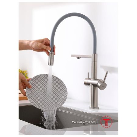 Смеситель для кухни с подключением фильтра Raglo R20.63.05, сатин