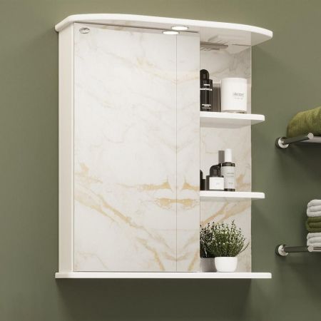 Шкаф-зеркало Onika Карина 60 белый, левый, с подсветкой