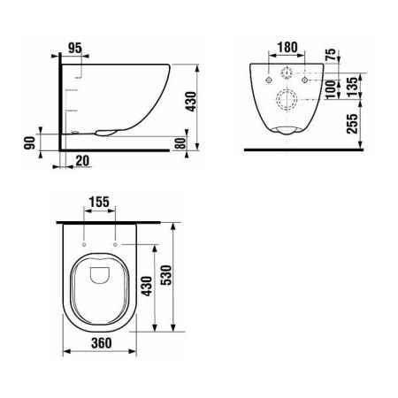 Laufen Basal Combipack Унитаз подвесной Rimless 53х36см., быстросъемное сиденье SoftClose, цвет: белый