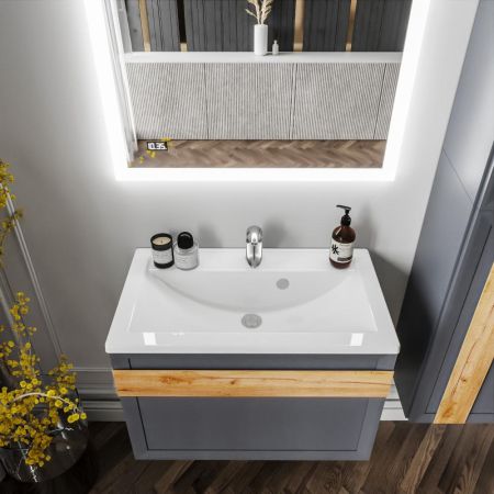 Комплект мебели для ванной Бриклаер БЕРЛИН 80SD, оникс серый, артикул БЕРЛИН 80SD