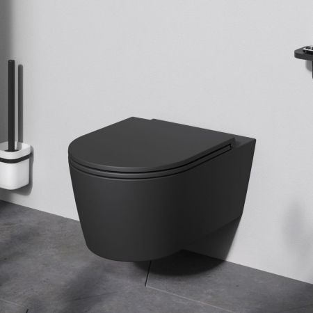 C8F1701MBSC Func подвесной унитаз 54 см FlashClean с сиденьем микролифт, черн мат, артикул C8F1701MBSC