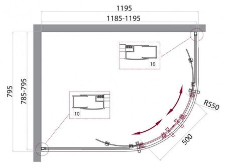 Душевой уголок BelBagno UNO-195-RH-2-120/90-C-Cr, артикул UNO-195-RH-2-120/90-C-Cr