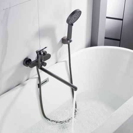 Смеситель для ванны Shevanik S4322T, оружейная сталь