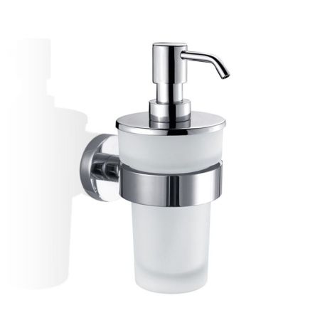 Дозатор для жидкого мыла, Decor Walther, Basic, WSP, механический (нажимной), ширина, мм-80, глубина, мм-100, высота, мм-180, ёмкость(мл)-230, тип установки-настенный, материал колбы-стекло матовое, цвет дозатора-хром, артикул 0530800