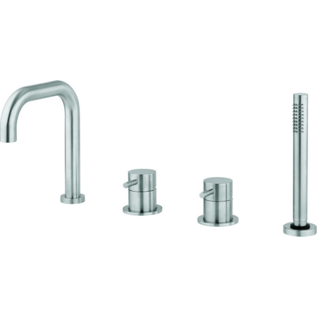 HUBER Lynox Смеситель на борт ванны на 4 отверстия, нержавеющая сталь, артикул LX001260D1