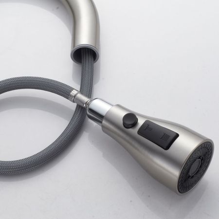 Смеситель для кухни с выдвижным изливом Shevanik S363L, сатин, артикул S363L