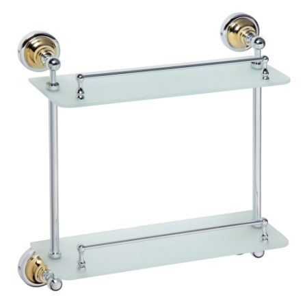 Полка стеклянная Retro двойная 400x420x120мм, золото/хром, артикул 144202128