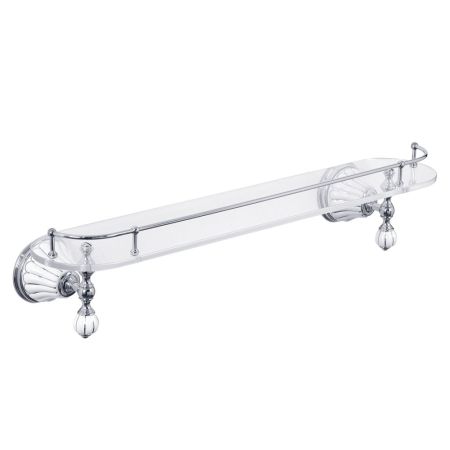 OLIVIA Полка c галереей L60 см, стекло/керамика белая с декором платина, хром, артикул 17557