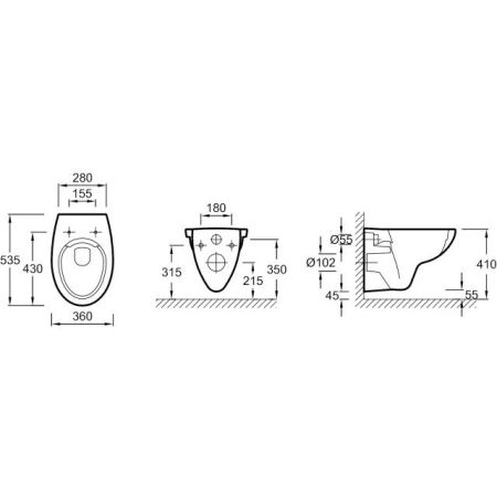 EDV102-00 унитаз подвесной PATIO безободковый /36х53,5/(белый), артикул EDV102-00