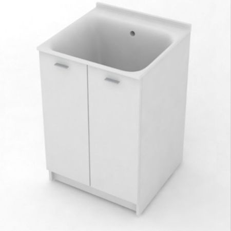 KERASAN Aquadom Комплект для постирочной 60х60см: база + раковина 029401 БЕЗ ОТВЕРСТИЯ под смесит+выпуск с сифоном , цвет белый матовый, артикул 9165k3*0