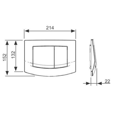 Клавиша смыва, TECE, TECEambia, для унитаза, ширина, мм-214, глубина, мм-22, высота, мм-152, тип смыва-двойной, тип управления-механический, материал-пластик, цвет клавиш-хром матовый, цвет рамки-хром глянцевый, артикул 9240254