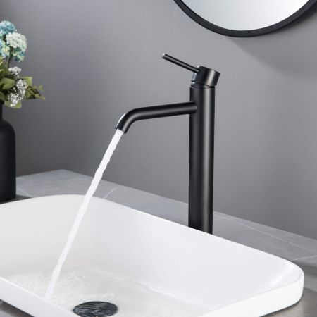 Смеситель для раковины 215, без донного клапана AQUATEK, матовый черный AQ1304MB ЕВРОПА, артикул AQ1304MB