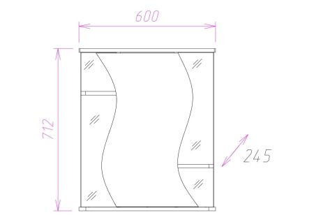 Шкаф-зеркало Onika Лилия 60 белый, правый, с подсветкой