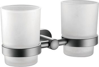 Стакан для ванной комнаты двойной BELZ B90508, вороненая сталь