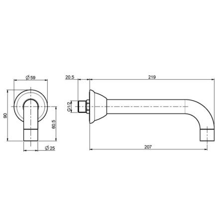 FIMA|Carlo Frattini Wellness Излив для настенного монтажа, длина 207 мм., цвет хром FIMA|Carlo Frattini Wellness Излив для настенного монтажа, длина 207 мм., цвет хром