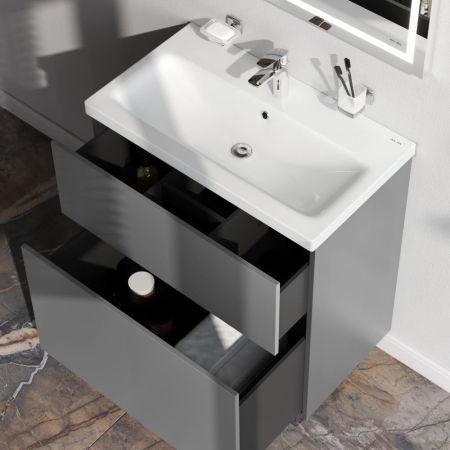 M90FSX07522GM32 GEM, База под раковину, напольная, 75 см, 2 ящика push-to-open, графит матовый, артикул M90FSX07522GM32