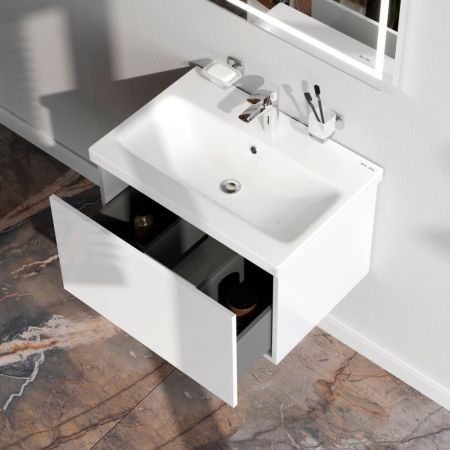 M90FHX06021WG GEM, База под раковину, подвесная, 60 см, 1 ящик push-to-open, цвет: белый, глянец, артикул M90FHX06021WG