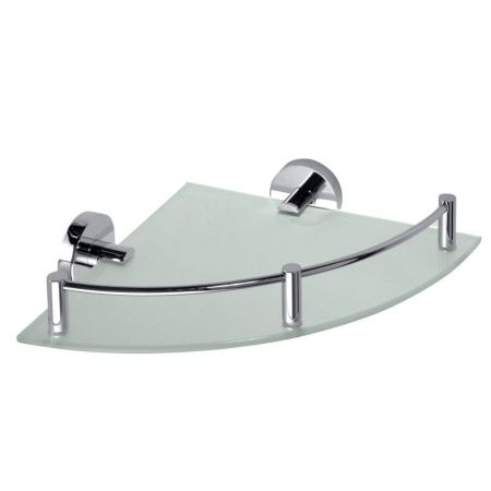 Угловая стеклянная полочка X-ROUND с бортиком, 250x70x250 мм, хром, Sapho