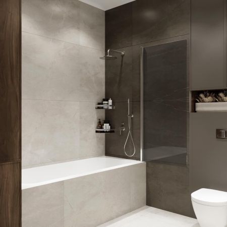 Шторка на ванну распашная Terminus Ното 150х70 тонированная, хром, артикул 2CW150х70CT