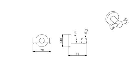 Крючок двойной AQUATEK, матовый черный AQ4002MB ВЕГА, артикул AQ4002MB