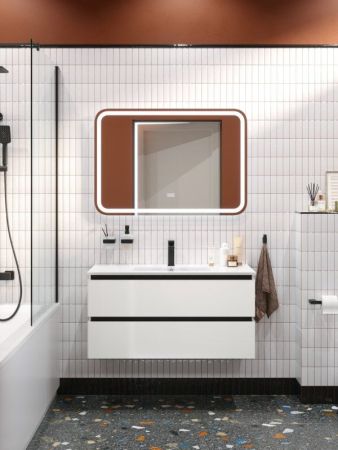 PLANE База под раковину подвесная с двумя выкатными ящиками, Белый глянец, 1000x458x500, PLANE-1000-2C-SO-BL, артикул PLANE-1000-2C-SO-BL